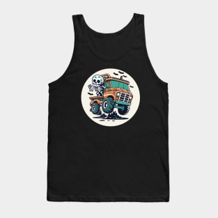 Skeleton Monster Truck Moon Candy Toddler Boys Halloween Tank Top